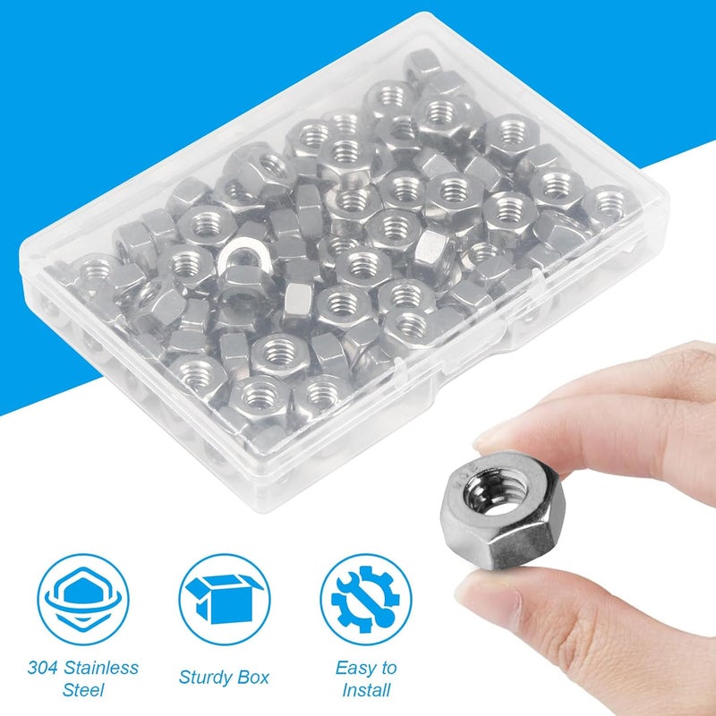 Yinpecly 100pcs #8-32 Hex Nuts, 304 Stainless Steel,Coarse Thread Hexagon Nut,Hex Drive, UNC Small Nuts Fasteners,8-32 Replacement Nut, Right Hand,Tiny - Image 5